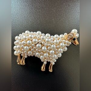 Elegant Pearl Sheep Brooch